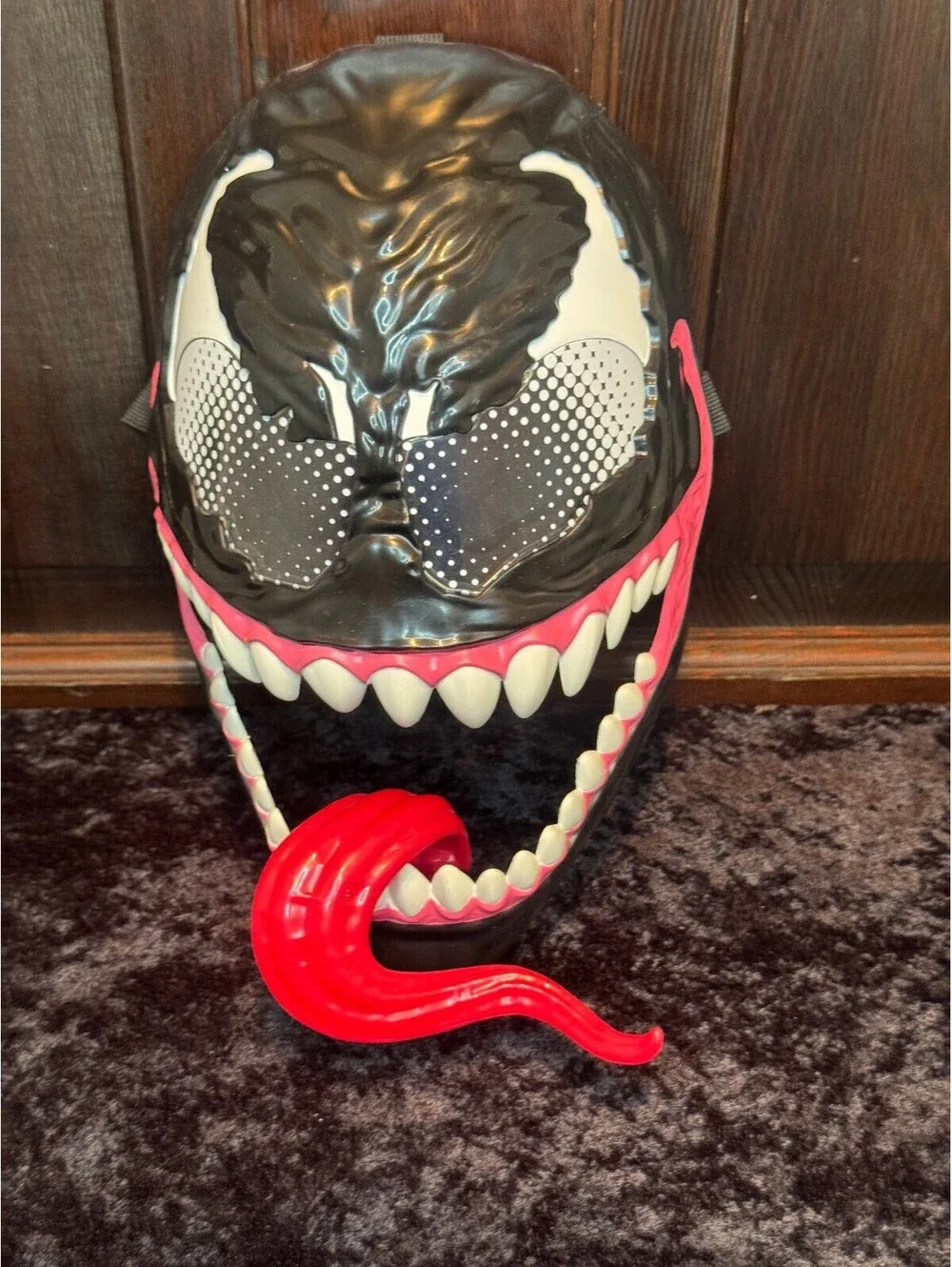 Venom Character Face Mask with Red Tongue